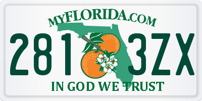 FL license plate 2813ZX