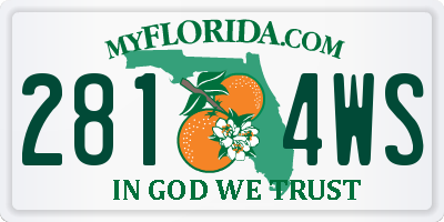 FL license plate 2814WS