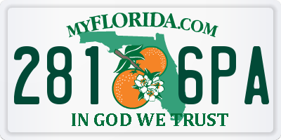 FL license plate 2816PA