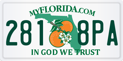FL license plate 2818PA
