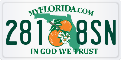 FL license plate 2818SN