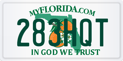 FL license plate 283HQT