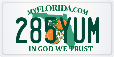 FL license plate 285YUM