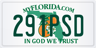 FL license plate 291PSD