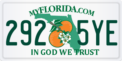 FL license plate 2925YE