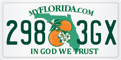 FL license plate 2983GX