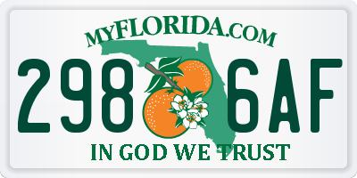 FL license plate 2986AF
