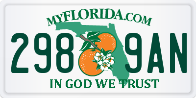 FL license plate 2989AN