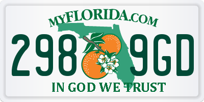 FL license plate 2989GD