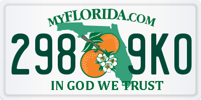 FL license plate 2989KO