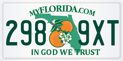 FL license plate 2989XT