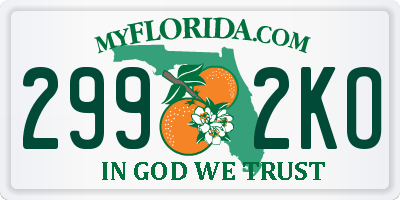 FL license plate 2992KO