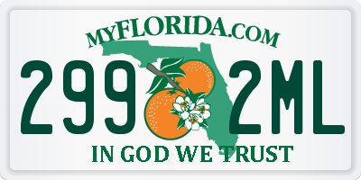 FL license plate 2992ML