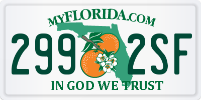 FL license plate 2992SF