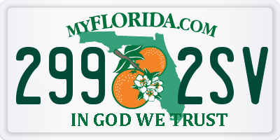 FL license plate 2992SV