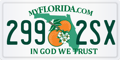 FL license plate 2992SX