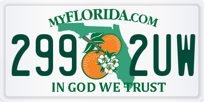 FL license plate 2992UW