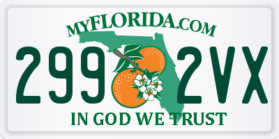 FL license plate 2992VX