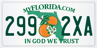 FL license plate 2992XA