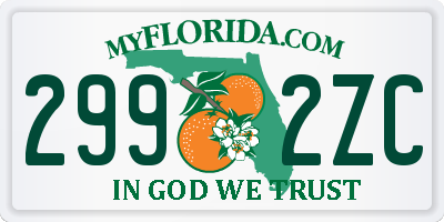 FL license plate 2992ZC