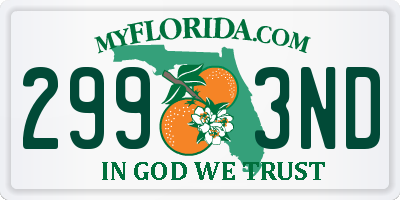 FL license plate 2993ND