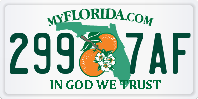 FL license plate 2997AF