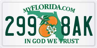 FL license plate 2998AK