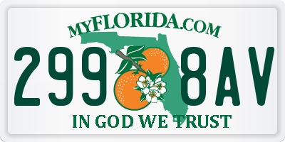 FL license plate 2998AV