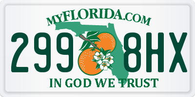 FL license plate 2998HX