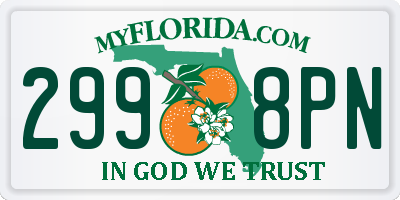 FL license plate 2998PN