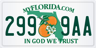 FL license plate 2999AA