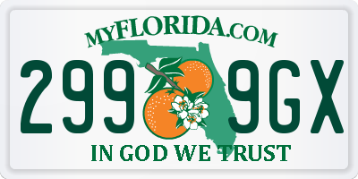 FL license plate 2999GX