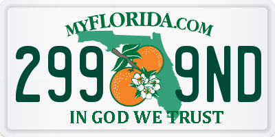 FL license plate 2999ND