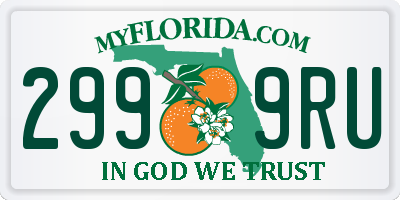 FL license plate 2999RU
