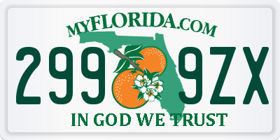 FL license plate 2999ZX