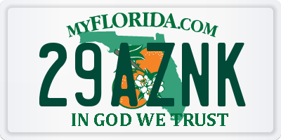 FL license plate 29AZNK