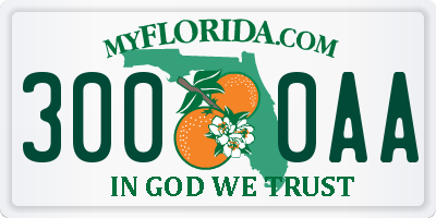 FL license plate 3000AA