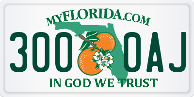 FL license plate 3000AJ