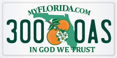 FL license plate 3000AS