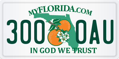 FL license plate 3000AU