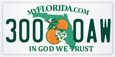 FL license plate 3000AW