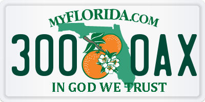 FL license plate 3000AX