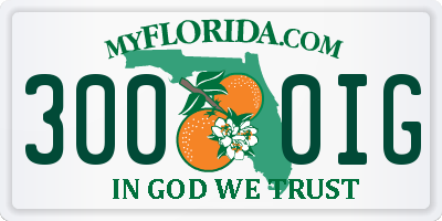 FL license plate 3000IG