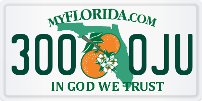 FL license plate 3000JU