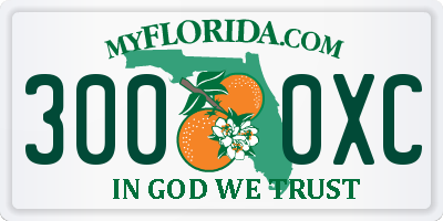 FL license plate 3000XC