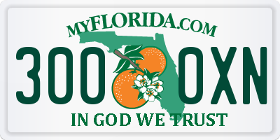 FL license plate 3000XN