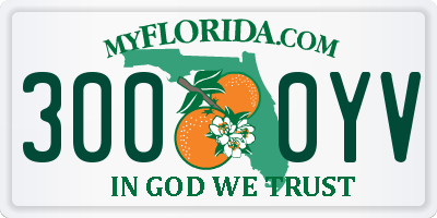 FL license plate 3000YV