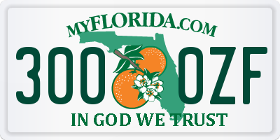 FL license plate 3000ZF