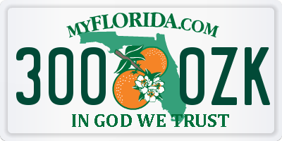 FL license plate 3000ZK