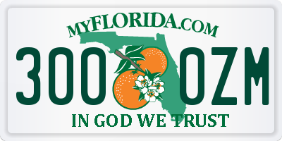FL license plate 3000ZM